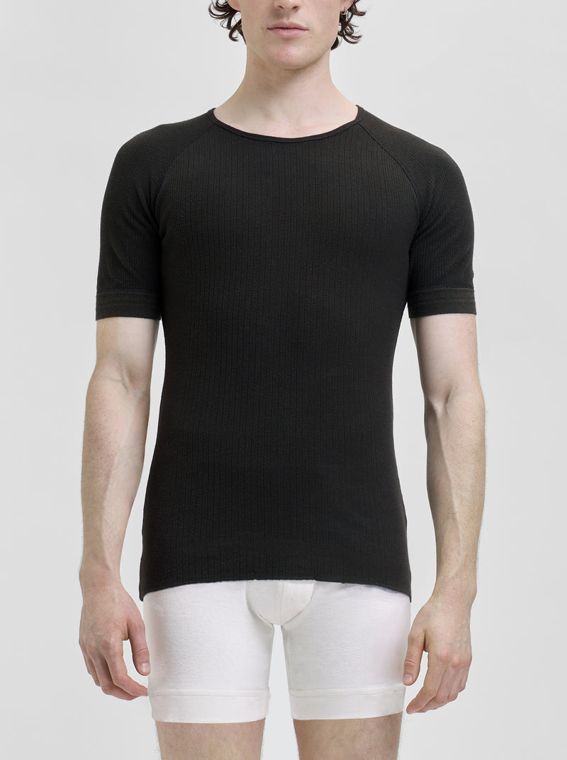 Nicholas Black Silk Rib T-Shirt