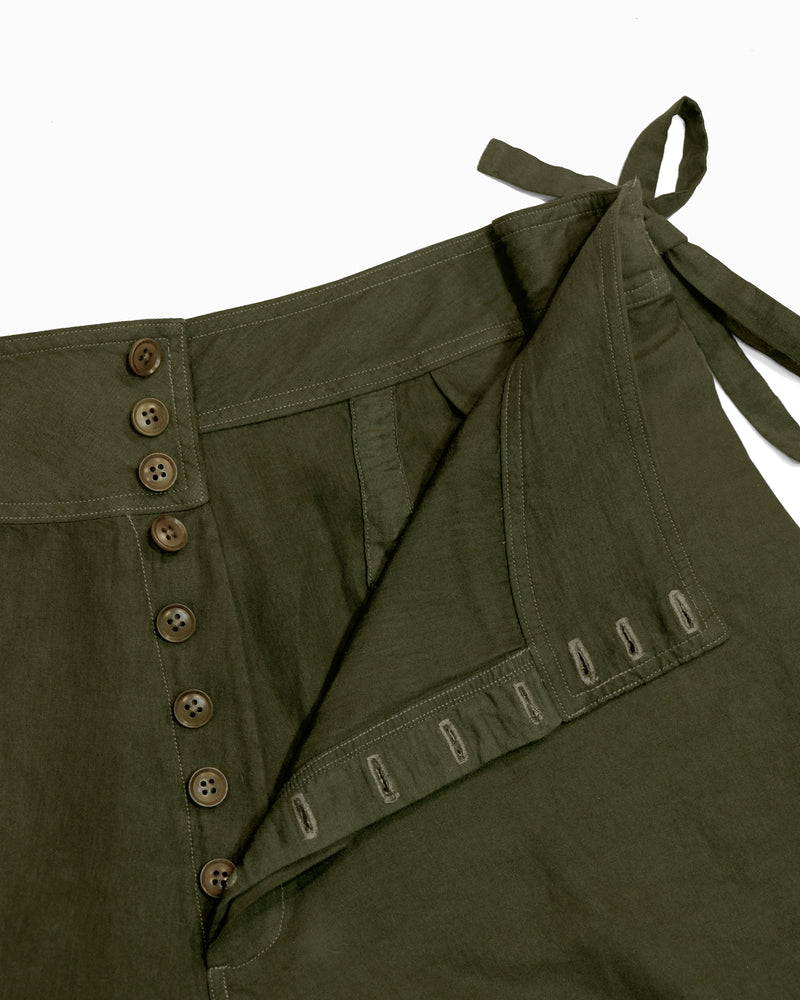 Zita Garment Dyed Olive Silk Leisure Shorts