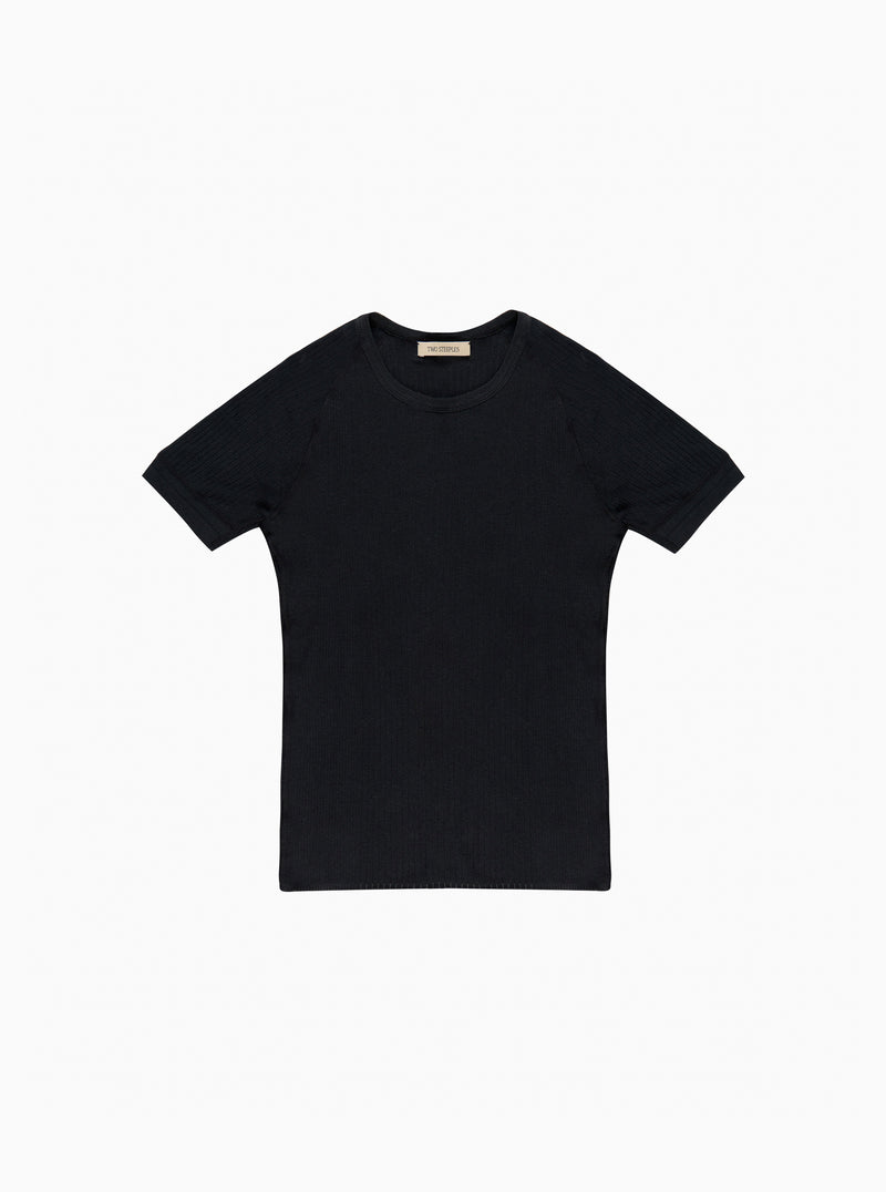 Nicholas Black Silk Rib T-Shirt