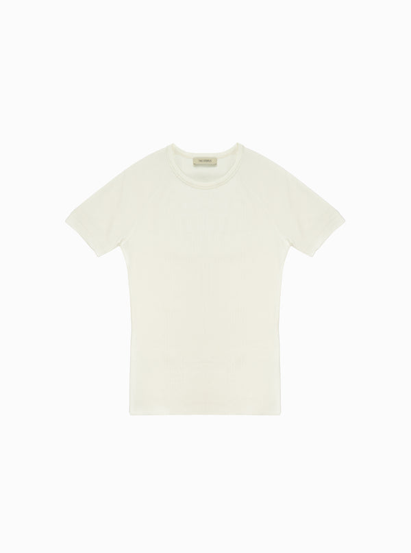 Nicholas White Silk Rib T-Shirt