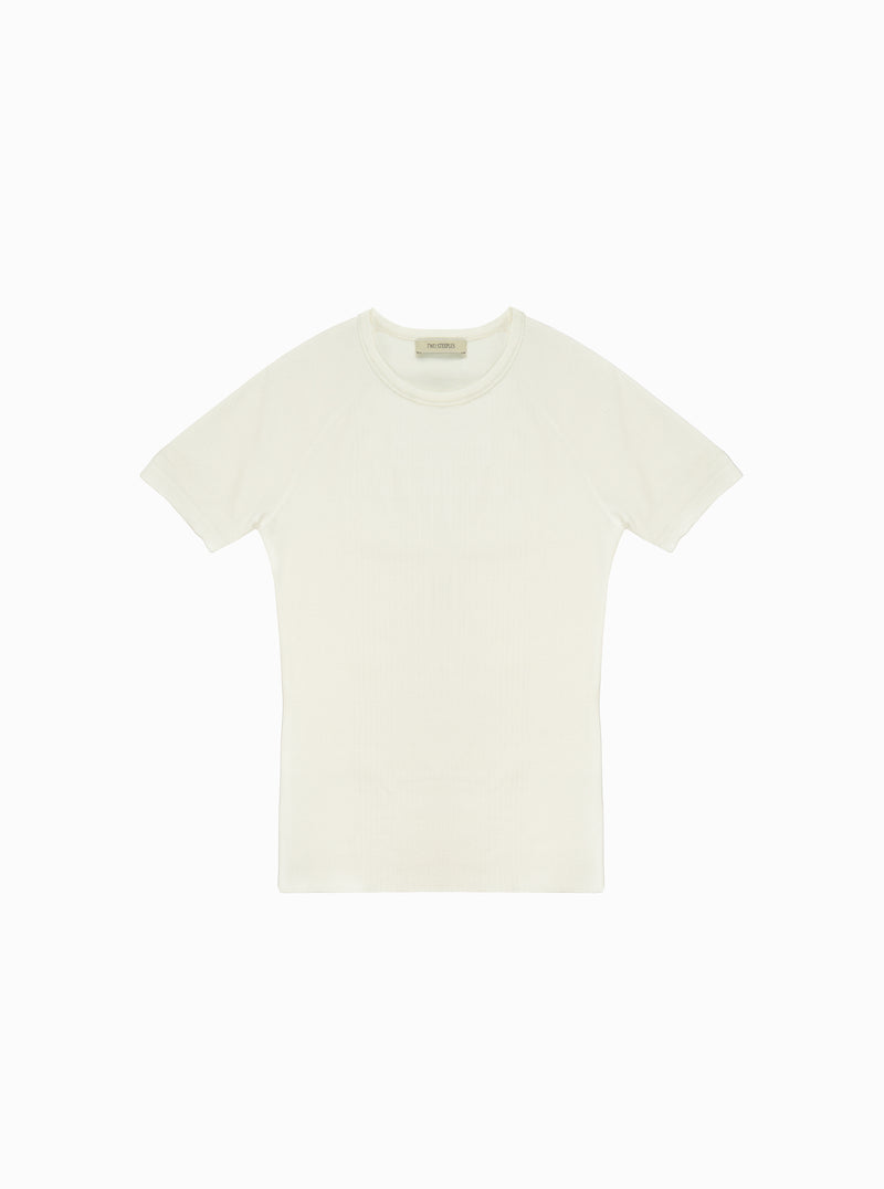 Nicholas White Silk Rib T-Shirt